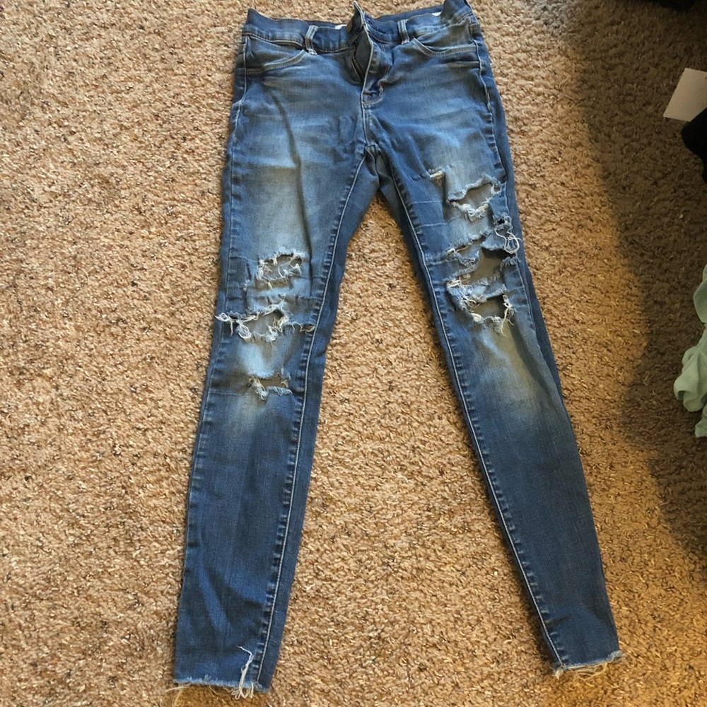 Blue Ripped jeans with stretch for kids